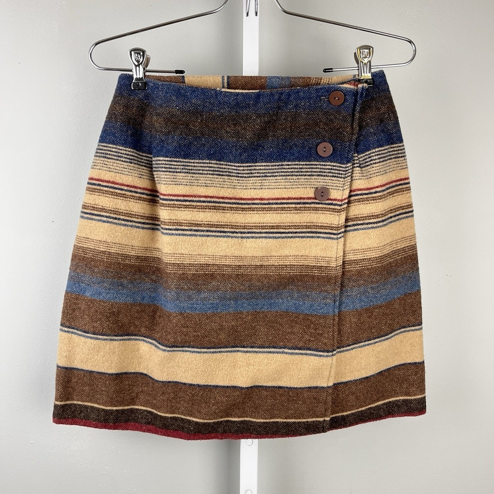 Tracy Evans Vintage Wrap Skirt Womens S Wool Blend Western Boho Stripe